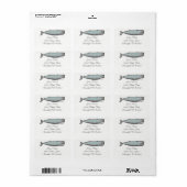 Victoriaans Whale Black, wit strand adres Etiket (Full Sheet)