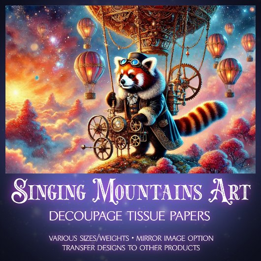 Victoriaans Whimsy Red Panda Journey Decoupage Tissuepapier