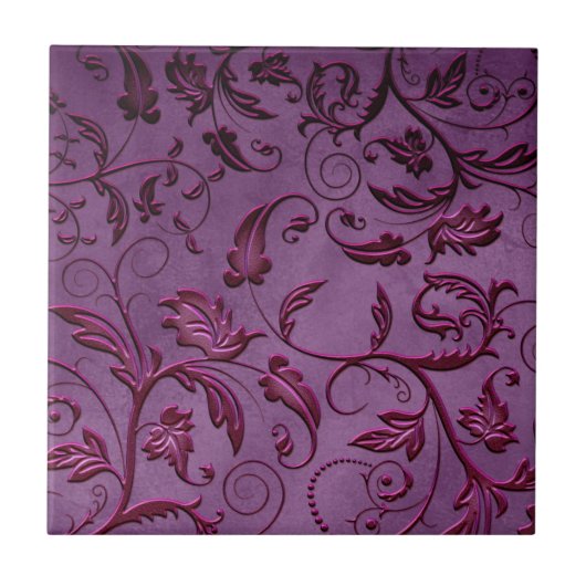 Victoriaans wijnstokken Paarse keramische tegels Tegeltje (Voorkant)