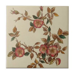 Victoriaans Wilde Roos Transferware Repro Art Tegeltje