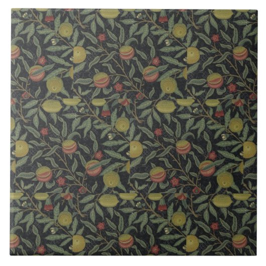  Victoriaans William Morris Fruit Leaves Tegeltje (Voorkant)