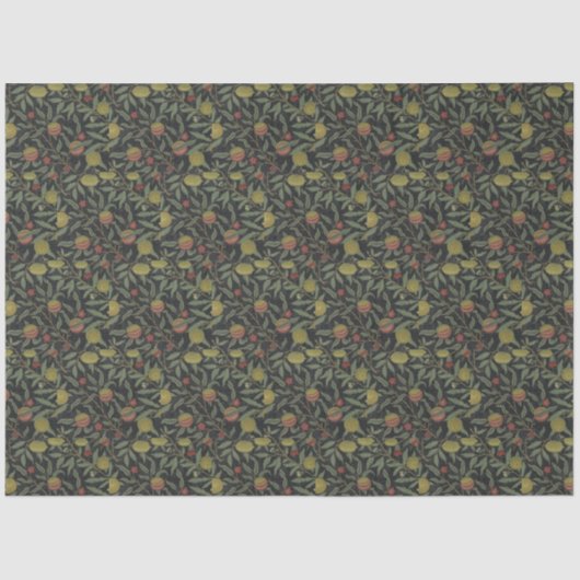  Victoriaans William Morris Fruit Leaves Tissuepapier (Voorkant)