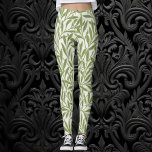 Victoriaans Willow Leaves door William Morris Leggings<br><div class="desc">illustratie Victoriaans Style Green Willow Leaf Pattern,  origineel ontwerp van William Morris.</div>