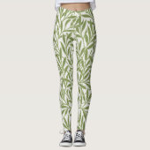  Victoriaans Willow Leaves door William Morris Leggings (Voorkant)