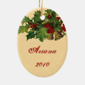 Victoriaans winterkerstsieraden keramisch ornament (Achterkant)