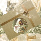 Victoriaans wintermeisje holly berry sneeuw wit gr ronde sticker