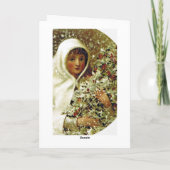 Victoriaans wintermeisje holly berry sneeuwschilde kaart (Achterkant)