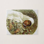 Victoriaans wintermeisje holly berry takt sneeuw legpuzzel (Horizontaal)