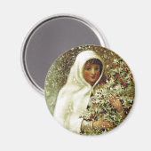 Victoriaans wintermeisje holly berry takt sneeuw magneet (Voorkant / Achterkant)