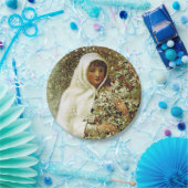 Victoriaans wintermeisje hulsttakken sneeuw papieren bordje (Feest)