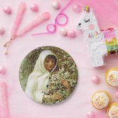 Victoriaans wintermeisje hulsttakken sneeuw papieren bordje (Feest)