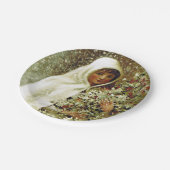 Victoriaans wintermeisje hulsttakken sneeuw papieren bordje (Gekanteld)