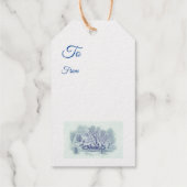 Victoriaans winterscène - zilver cadeaulabels (Achterkant)