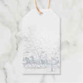 Victoriaans winterscène - zilver cadeaulabels (Voorkant)