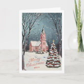 Victoriaans winterscène zonder kerstfoto feestdagen kaart (Voorkant)