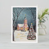 Victoriaans winterscène zonder kerstfoto folie feestdagenkaart (Staand Voorkant)