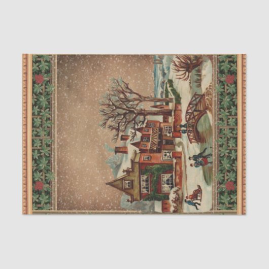 Victoriaans winterschaatsen en -slippers tissuepapier (Voorkant)