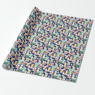 Victoriaans winterstad: kerstpatroon cadeaupapier
