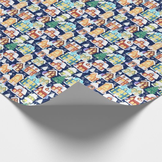 Victoriaans winterstad: kerstpatroon cadeaupapier (Hoek)