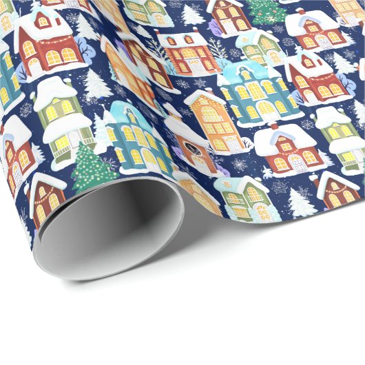 Victoriaans winterstad: kerstpatroon cadeaupapier (Rol Hoek)