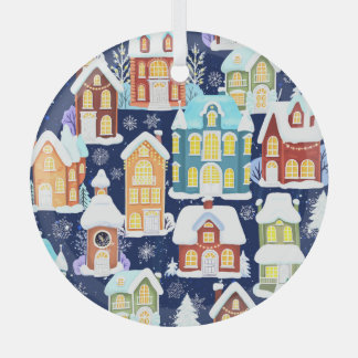 Victoriaans winterstad: kerstpatroon glas ornament