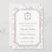 Victoriaans Wit en Stof Roze Katholieke Bruiloft Save The Date (Voorkant)