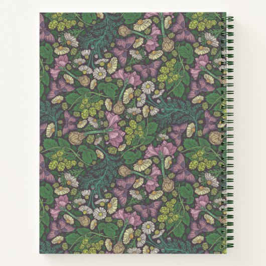 Victoriaans wit madeliefje Paarse vlinder schetsbo Notitieboek (Achterkant)