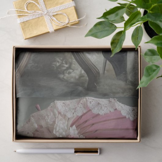 Victoriaans  wit poedel roze decoupage tissuepapier (Geschenk)