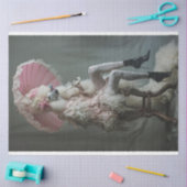 Victoriaans  wit poedel roze decoupage tissuepapier (Craft)