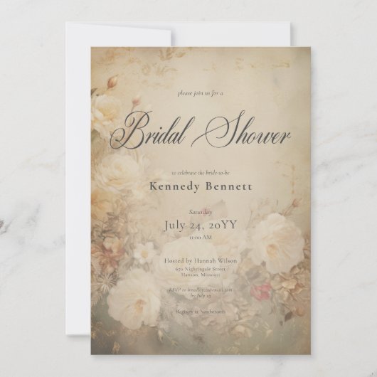  Victoriaans wit rozen Vrijgezellenfeest Kaart (Voorkant)