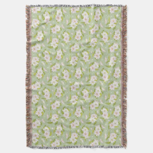 Victoriaans witte aanjager op groene patroondraad deken (Voorkant Verticaal)