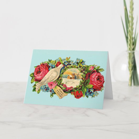 Victoriaans witte duif en liefdesbericht kaart (Voorkant)