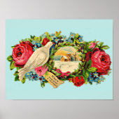 Victoriaans witte duif en liefdesbericht poster (Voorkant)