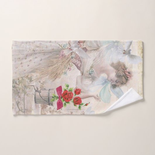Victoriaans witte duiven bloemige badkamer handdoe bad handdoek (Handdoek)