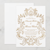 Victoriaans witte en gouden bruiloft kaart (Voorkant / Achterkant)