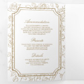 Victoriaans Witte en Gouden Katholieke QR Code Huw Drieluik Uitnodiging (Binnenzijde eerst)