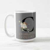 Victoriaans-witte Floral Gold Accepten Monogram C Koffiemok (Links)