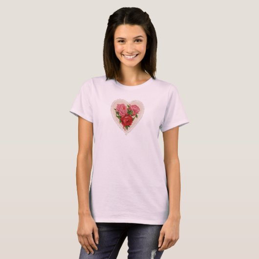 Victoriaans Witte kant Doily Valentijn Kaart T-shirt (Voorkant volledig)
