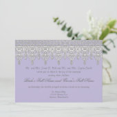 Victoriaans  Witte Lace in Lavender Wedding Kaart (Staand voorkant)