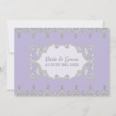 Victoriaans  Witte Lace in Lavender Wedding Kaart (Achterkant)