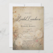 Victoriaans Witte Rozen Bruids Luncheon Kaart (Voorkant)