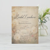 Victoriaans Witte Rozen Bruids Luncheon Kaart (Staand voorkant)