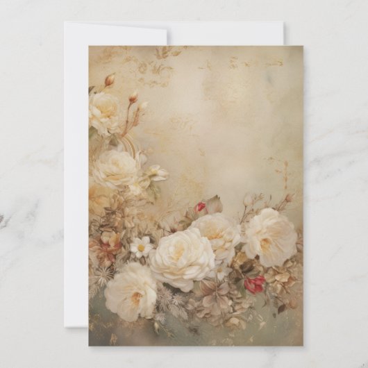 Victoriaans Witte Rozen Bruids Luncheon Kaart (Achterkant)