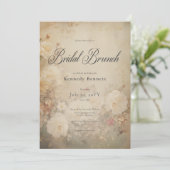  Victoriaans Witte Rozen Bruidsbrunch Kaart (Staand voorkant)