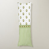  Victoriaans witte rozenbloem groene streep Lichaamskussen (Voorkant Verticaal)