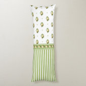  Victoriaans witte rozenbloem groene streep Lichaamskussen (Achterkant (Verticaal))