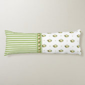  Victoriaans witte rozenbloem groene streep Lichaamskussen (Voorkant)