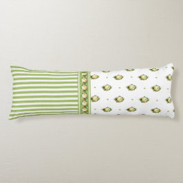  Victoriaans witte rozenbloem groene streep Lichaamskussen