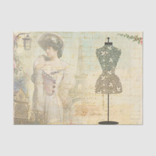 Victoriaans  Woman Dressmaker Decoupage Tissuepapier