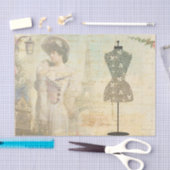 Victoriaans  Woman Dressmaker Decoupage Tissuepapier (Craft)